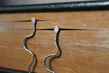 Load image into Gallery viewer, Silver snake earrings, handmade snake jewelry, sidewinder earrings