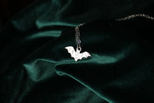 Load image into Gallery viewer, Sweet small silver bat charm necklace