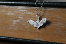 Load image into Gallery viewer, Sweet small silver bat charm necklace