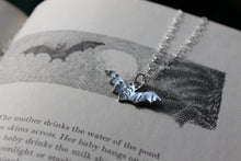 Load image into Gallery viewer, Sweet small silver bat charm necklace