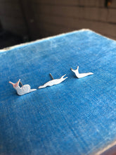 Load image into Gallery viewer, Adorable silver snail and slug stud earrings
