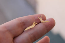 Load image into Gallery viewer, Gold slug earrings, 14k garden slug jewelry