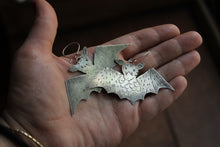 Load image into Gallery viewer, Rustic silver bat earrings