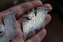 Load image into Gallery viewer, Rustic silver bat earrings