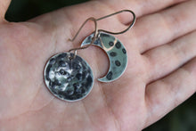 Load image into Gallery viewer, Silver moon dangle earrings