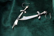 Load image into Gallery viewer, Ruby and Sterling Sword Earrings