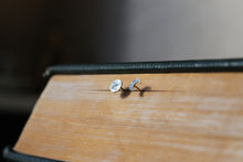 Load image into Gallery viewer, Mini moon studs, mismatched crescent and full moon