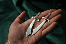 Load image into Gallery viewer, Ruby and Sterling Sword Earrings