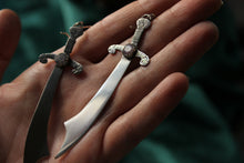 Load image into Gallery viewer, Ruby and Sterling Sword Earrings