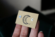 Load image into Gallery viewer, Mini moon studs, mismatched crescent and full moon