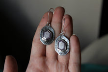 Load image into Gallery viewer, Rustic Ruby Shield Earrings