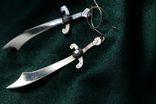 Load image into Gallery viewer, Ruby and Sterling Sword Earrings