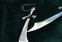 Load image into Gallery viewer, Ruby and Sterling Sword Earrings