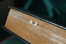 Load image into Gallery viewer, Mini moon studs, mismatched crescent and full moon