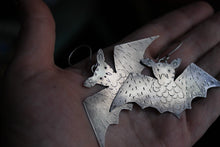 Load image into Gallery viewer, Rustic silver bat earrings
