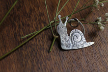 Load image into Gallery viewer, Silver snail necklace, sterling snail charm pendant, cottage core garden snail
