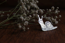 Load image into Gallery viewer, Silver snail necklace, sterling snail charm pendant, cottage core garden snail
