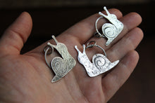 Load image into Gallery viewer, Silver snail necklace, sterling snail charm pendant, cottage core garden snail
