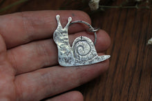Load image into Gallery viewer, Silver snail necklace, sterling snail charm pendant, cottage core garden snail
