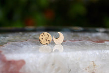 Load image into Gallery viewer, 14k gold moon earrings
