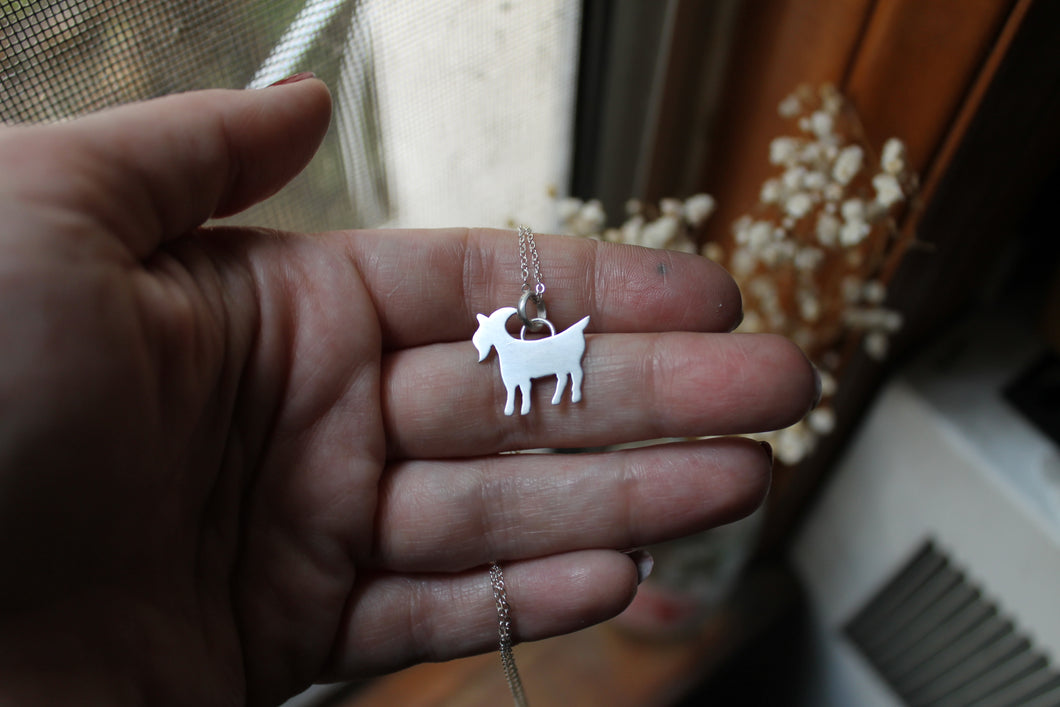 Wee Little Billy Goat Silver Charm Necklace