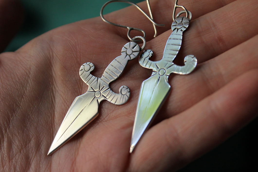 Sterling Silver Dagger Earrings