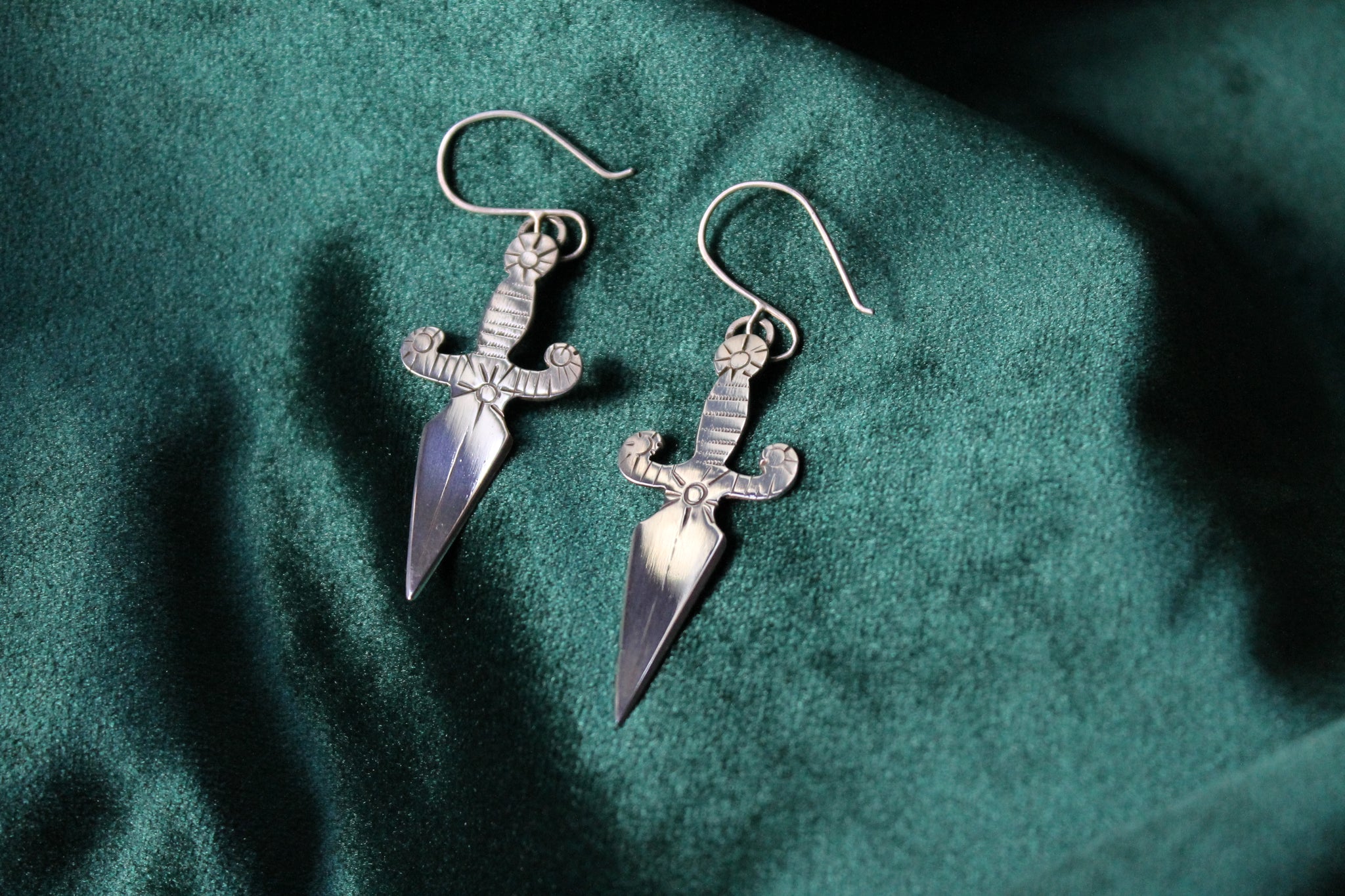 Sterling Silver Dagger Earrings – Through the Dark Woods